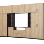 Sekcija NESTO ar ietilpīgiem skapjiem un TV skapi 380 × 240 cm Sonoma Ciemna / Sonoma Jasna