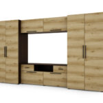 Sekcija ZEUS ar ietilpīgiem skapjiem, televizoru un pagarinājumiem 330 × 189 cm Sonoma Dark / Grand Oak