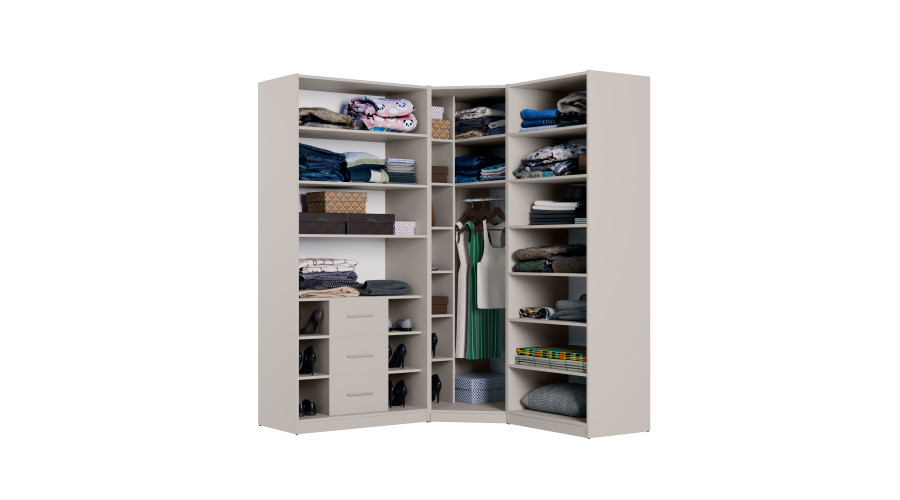 Modulārs stūra skapis 270 cm, kašmira bēšs - MAX Premium komplekts — 3 attēls