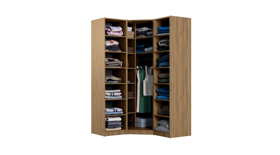 Modulārs stūra skapis 278 cm ar spoguļiem Carpenter Whiskey Oak - MAX Premium komplekts — изображение 3