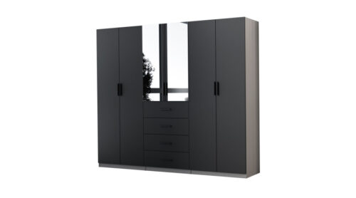 Modulārs skapis 260 cm melns onikss + gaiši pelēks – MAX Premium komplekts