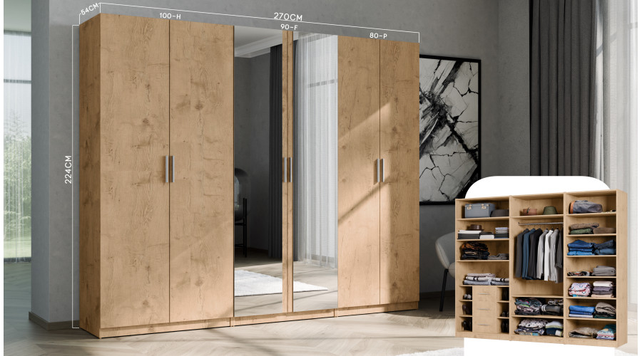 Modulārais skapis 100x225 cm ar atvilktnēm un plauktiem – MAX Premium "H" — изображение 4