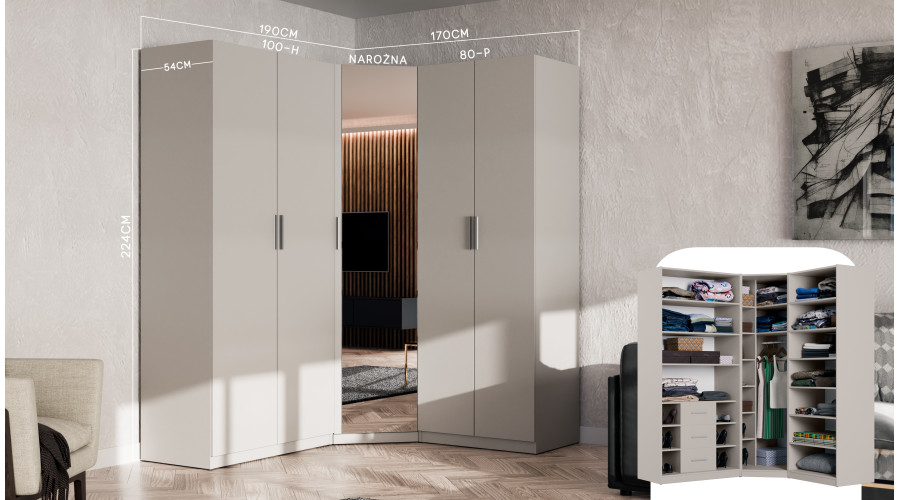 Modulārais skapis 100x225 cm ar atvilktnēm un plauktiem – MAX Premium "H" — изображение 5