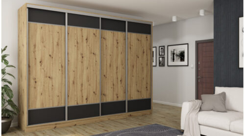 Skapis 4D/320 – atvilktnes, plaukti, drēbju pakaramie