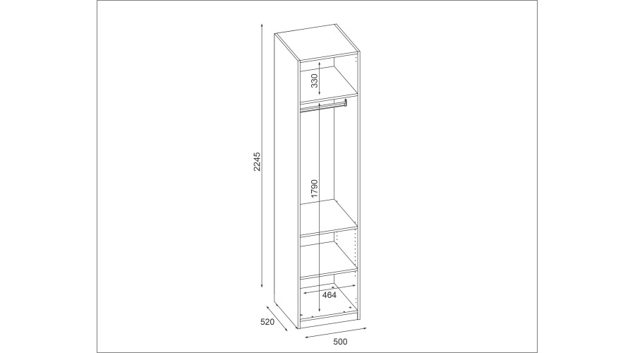 Modulārais skapis 50x225 cm ar pakaramo stieņu un plauktiem – MAX Premium "D" — изображение 3