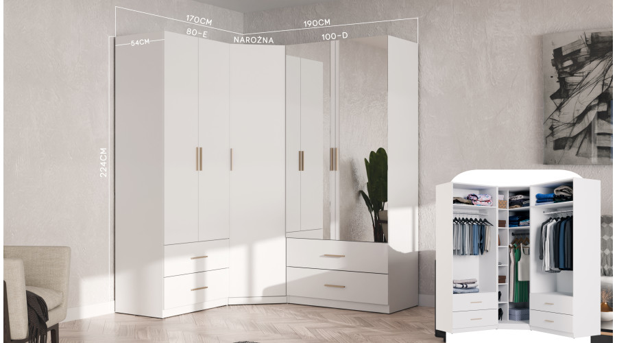 Modulāra skapis 80x225 cm ar pakaramo, atvilktnēm un plauktiem - MAX "E" sistēma — изображение 5