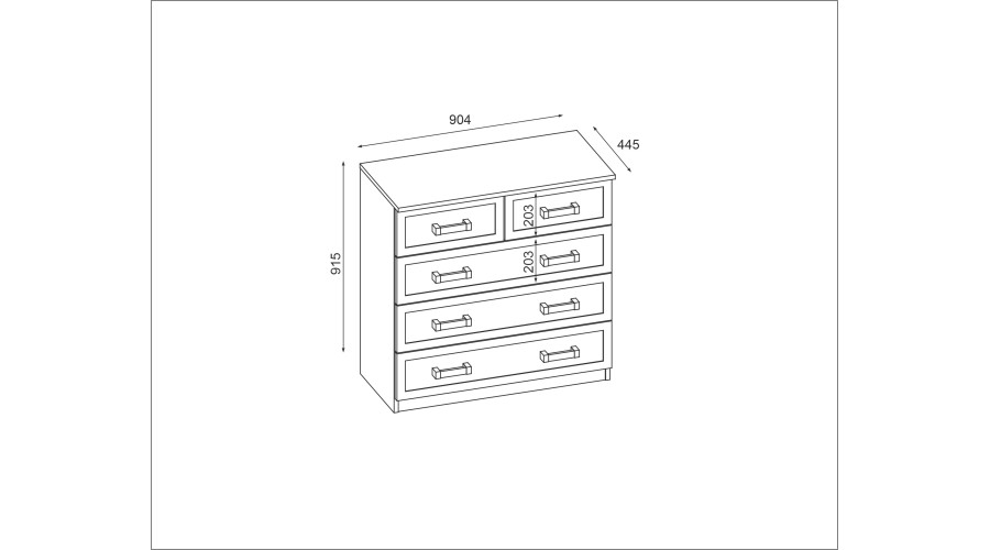 Augsta kumode ar 5 atvilktnēm, 90 cm, Sonoma Ciemna – MARSYLIA — 2 attēls