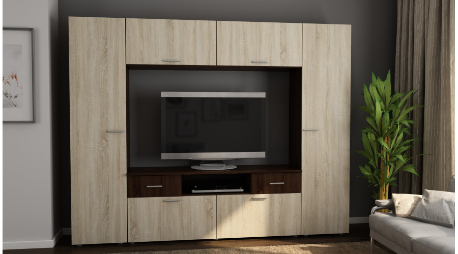 Sekcija PLUTON ar TV statīvu 240 × 190 cm Sonoma Ciemna / Sonoma Jasna — изображение 2