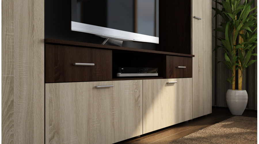 Sekcija PLUTON ar TV statīvu 240 × 190 cm Sonoma Ciemna / Sonoma Jasna — изображение 4