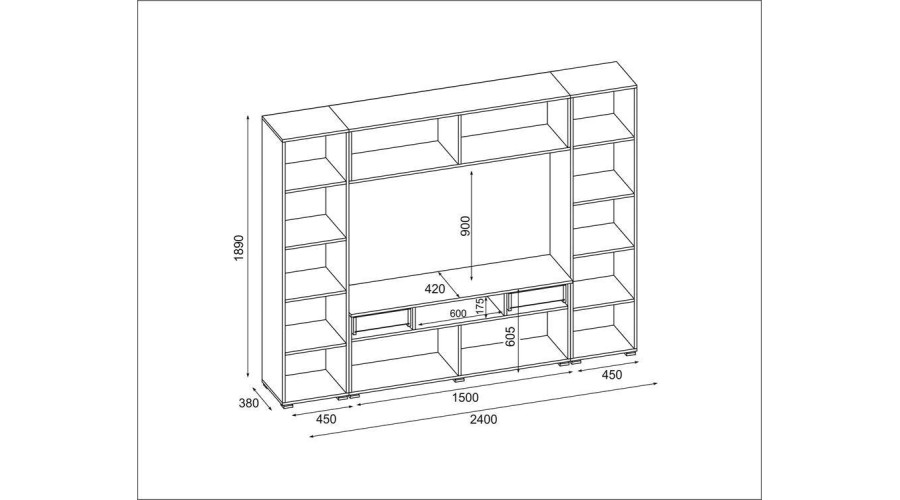 Sekcija PLUTON ar TV statīvu 240 × 190 cm Sonoma Ciemna / Sonoma Jasna — изображение 5
