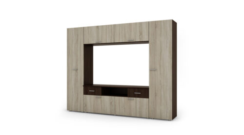 Sekcija PLUTON ar TV statīvu 240 × 190 cm Sonoma Ciemna / Sonoma Jasna