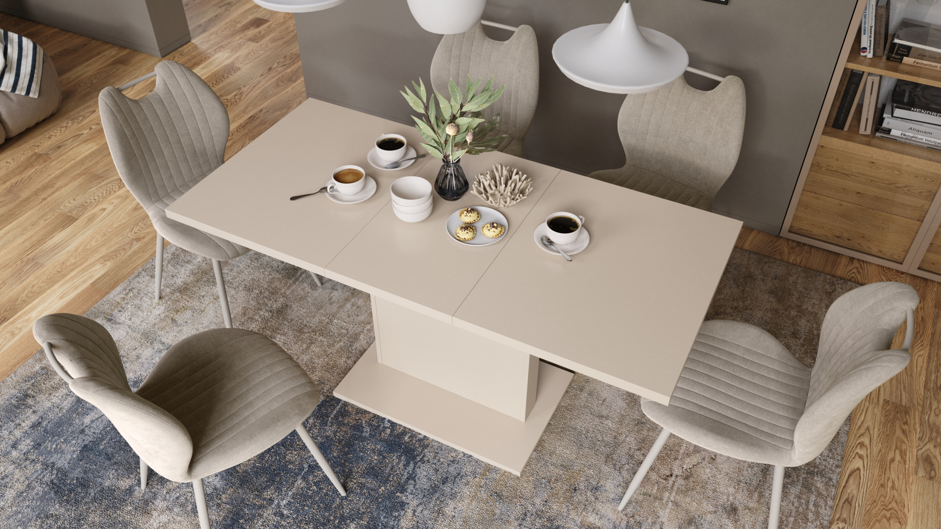 Galds transformeris ASTON MINI 110/70 Beżowy (Szampański) — 12 attēls