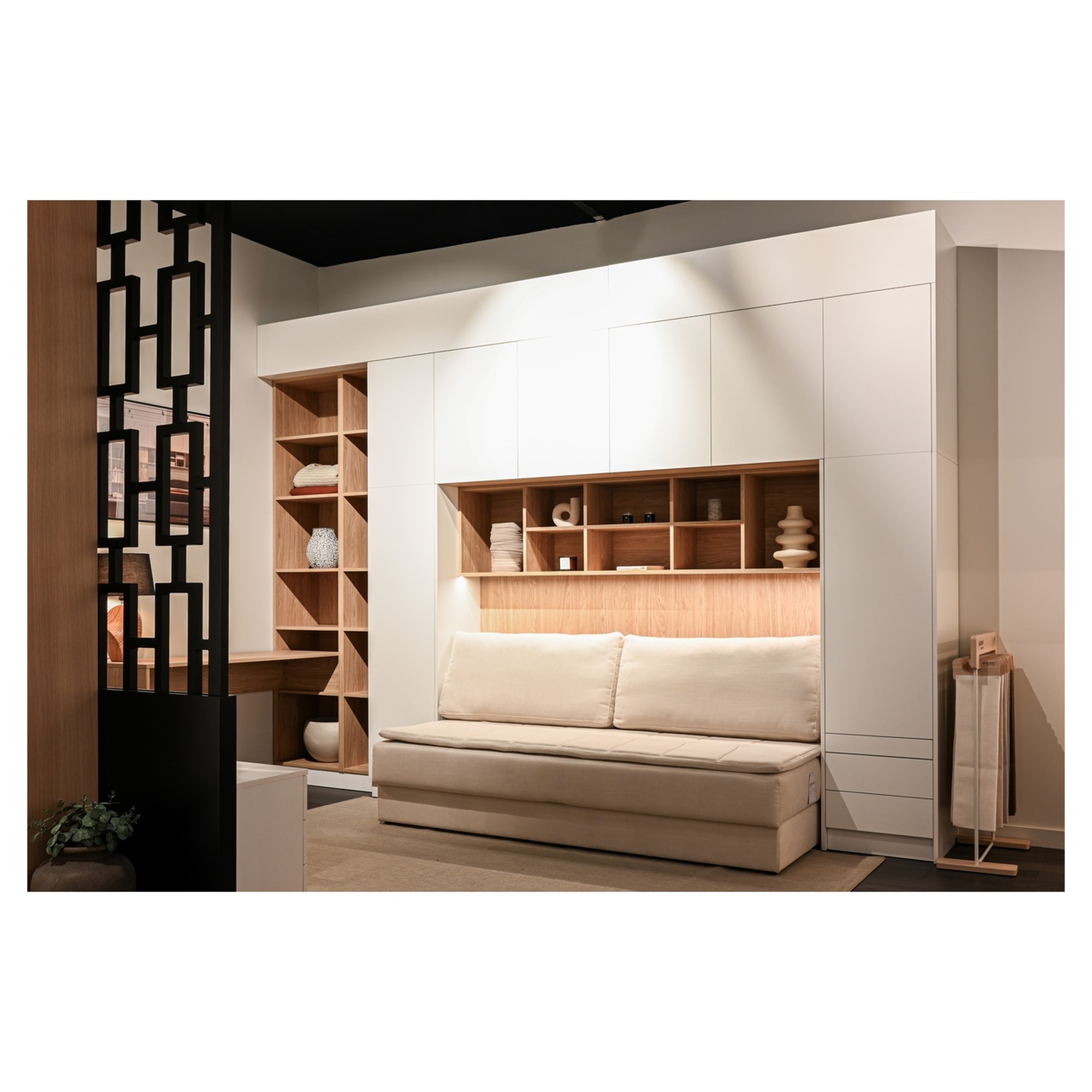 Stūra skapis SLEEP VARIA 97,4 x 97,4 cm Ar plauktu un pakaramajiem - Eļļots Ozols / Grafīts — 9 attēls