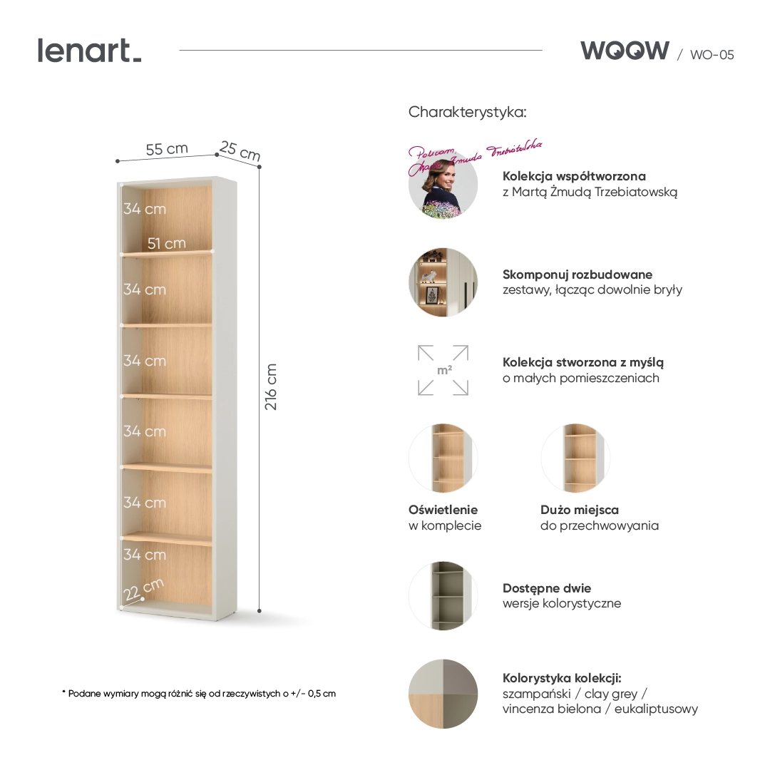 Plaukts WOOW WO-05 szampanski/dab vincenza bielona Lenart — изображение 5