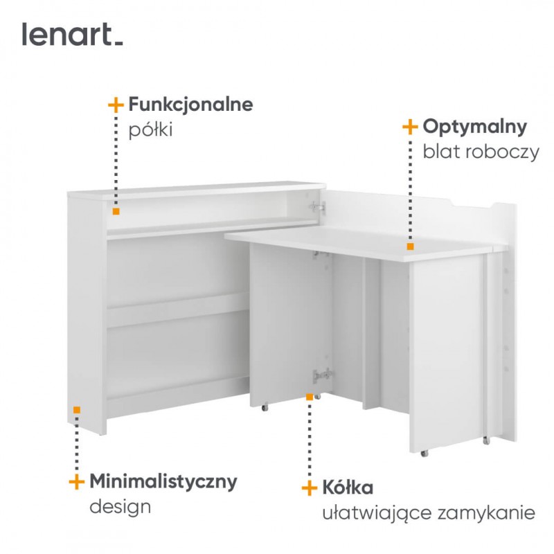 Lenart WORK CONCEPT Rakstāmgalds 115 CW-01P bialy — 3 attēls