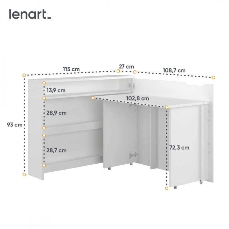Lenart WORK CONCEPT Rakstāmgalds 115 CW-01P bialy polysk — 16 attēls