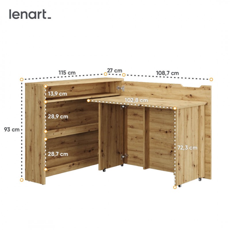 Lenart WORK CONCEPT Rakstāmgalds 115 CW-01P dab artisan — 13 attēls