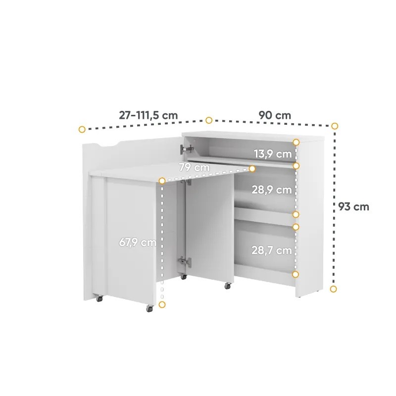 Lenart WORK CONCEPT SLIM Rakstāmgalds 90 CW-02L bialy polysk — 10 attēls