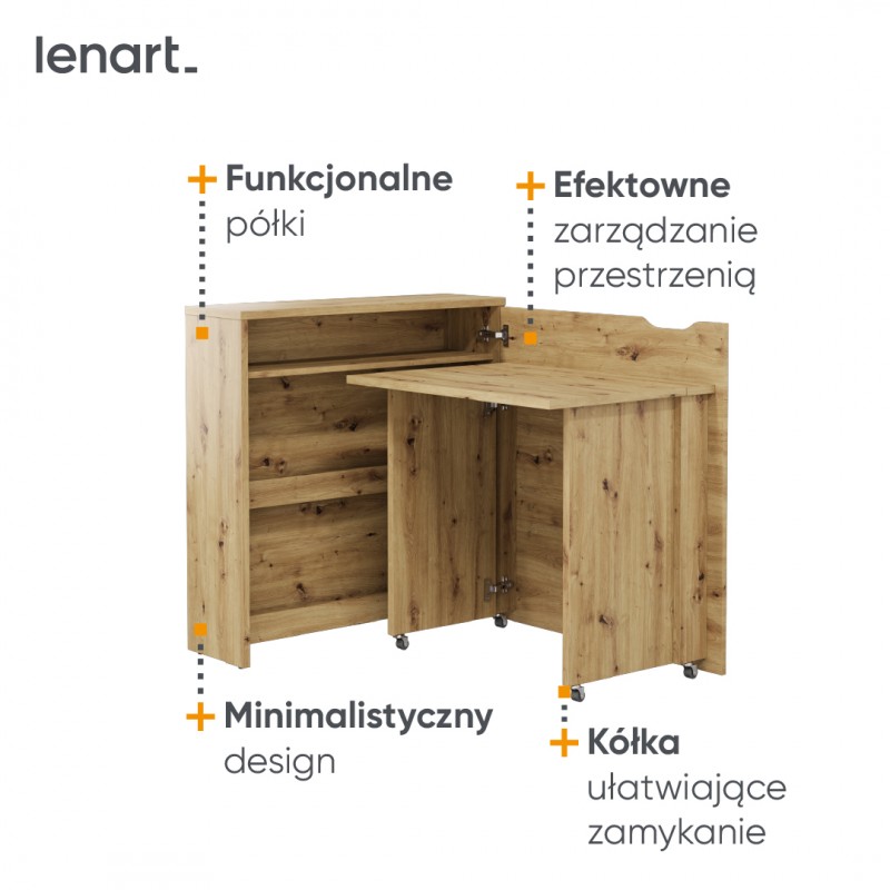 Lenart WORK CONCEPT SLIM Rakstāmgalds 90 CW-02P dab artisan — 16 attēls
