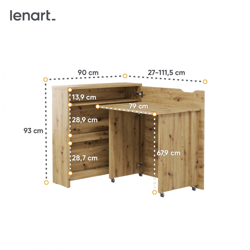 Lenart WORK CONCEPT SLIM Rakstāmgalds 90 CW-02P dab artisan — 15 attēls