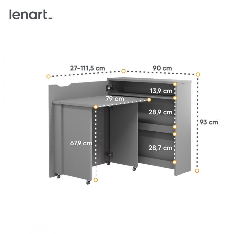 Lenart WORK CONCEPT SLIM Rakstāmgalds 90 CW-02L szary — изображение 11