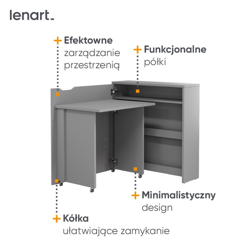 Lenart WORK CONCEPT SLIM Rakstāmgalds 90 CW-02L szary — изображение 12