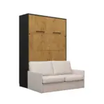 Vertikāla sienas gulta ar dīvānu GENIUS GS-P-V-140 Czarny/Dąb Lancelot audums Emma 03