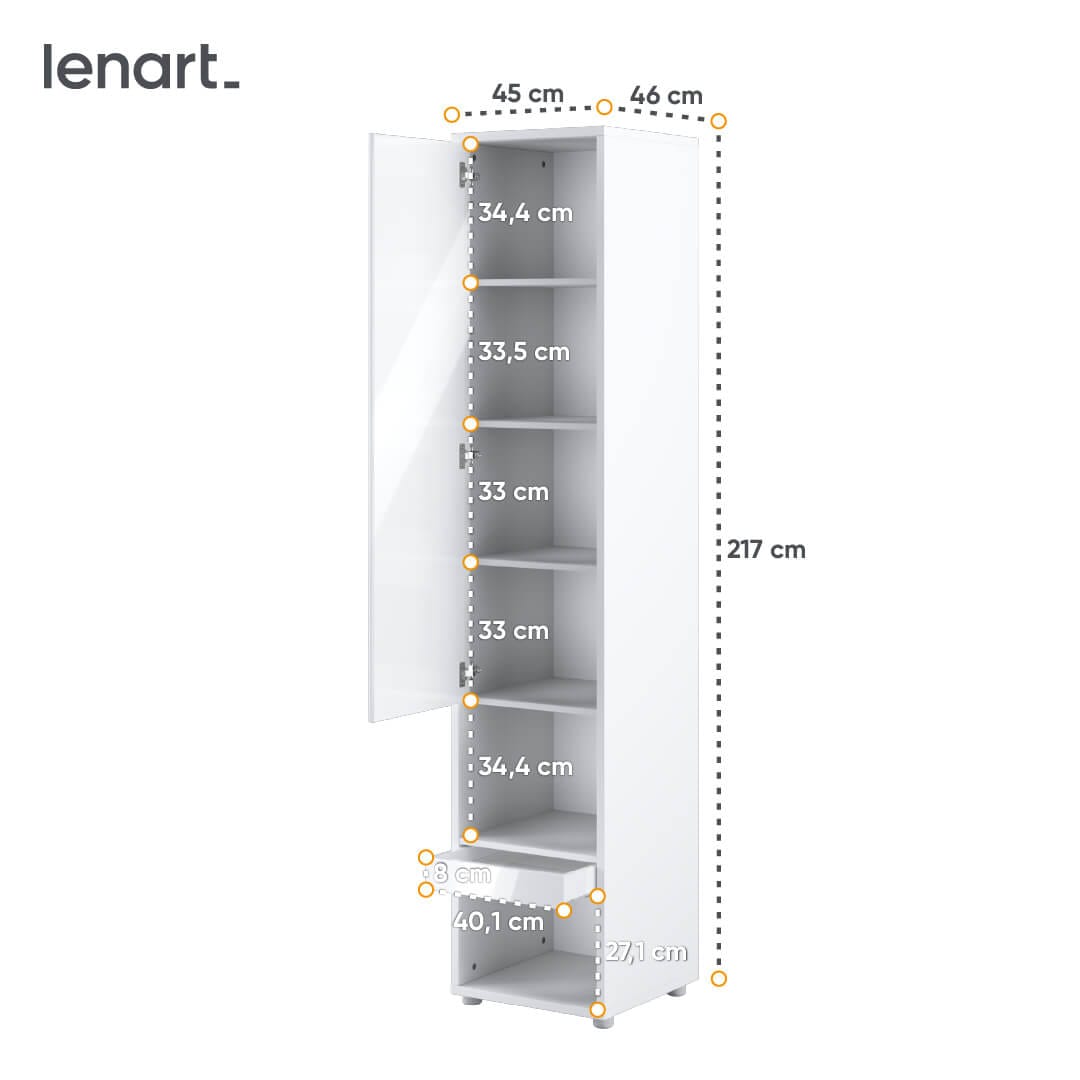 Lenart CONCEPT PRO CP-07 Skapis 1D bialy polysk — 5 attēls