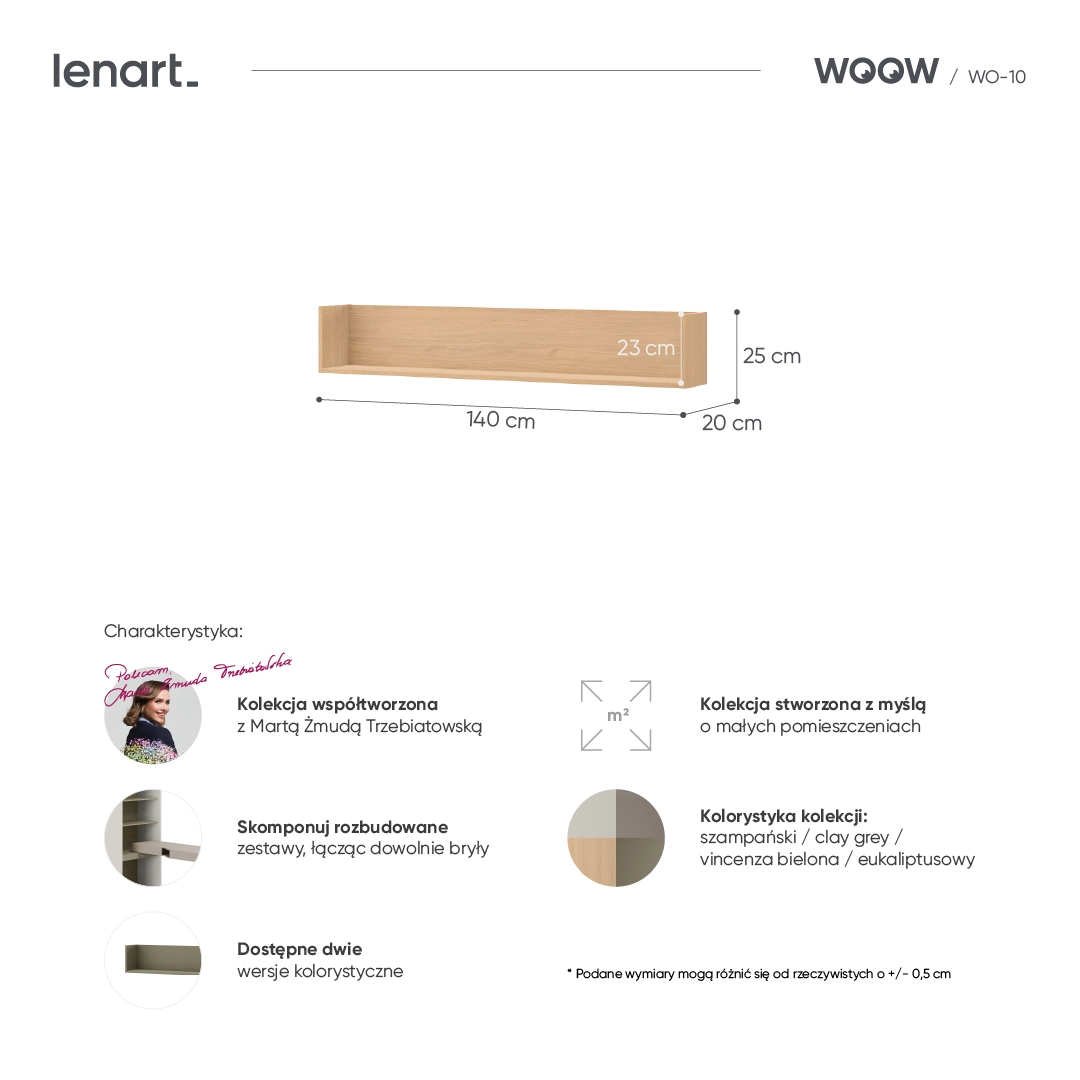 Plaukts WOOW WO 10 dab vincenza bielona Lenart — 2 attēls