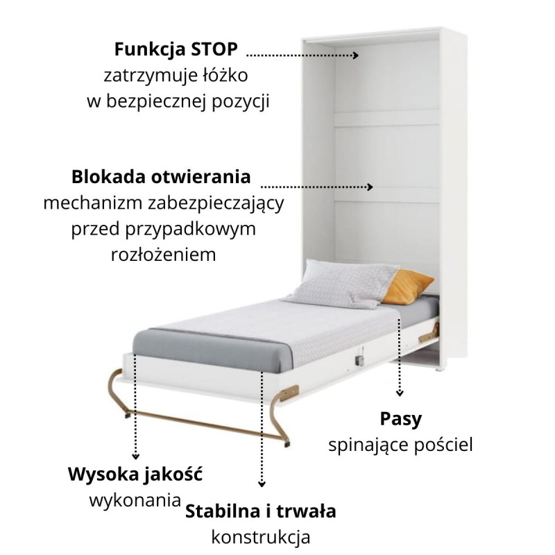 Lenart CONCEPT PRO CP-03 90×200 bialy polysk — 12 attēls