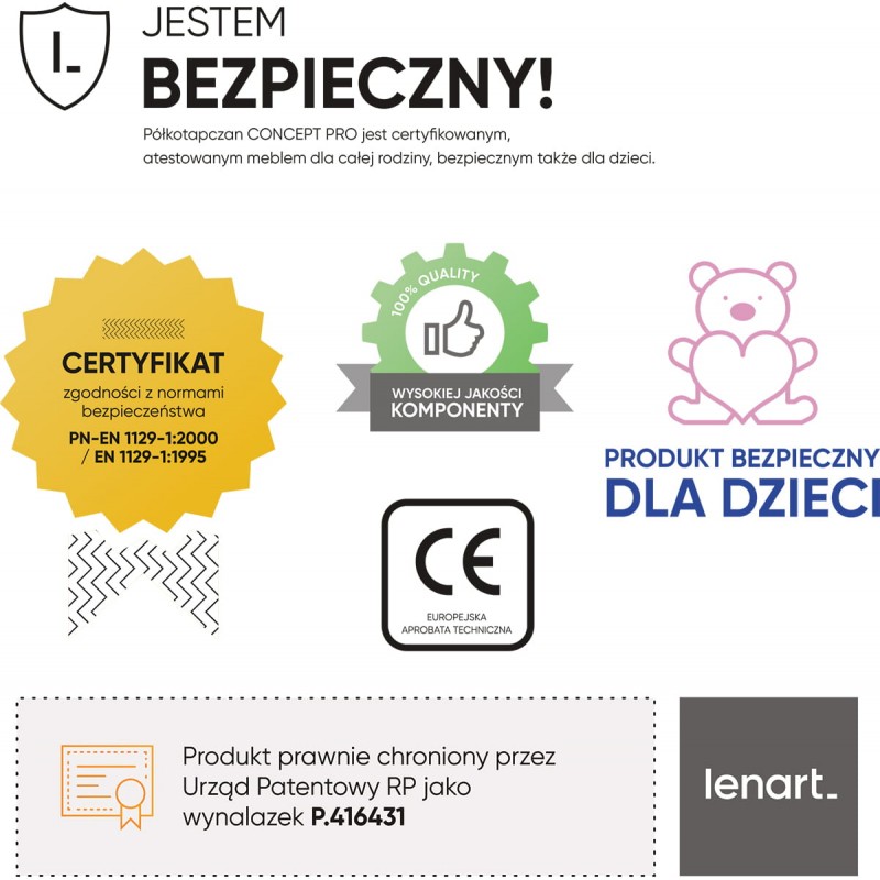 Lenart CONCEPT PRO CP-06 90×200 szary — 13 attēls
