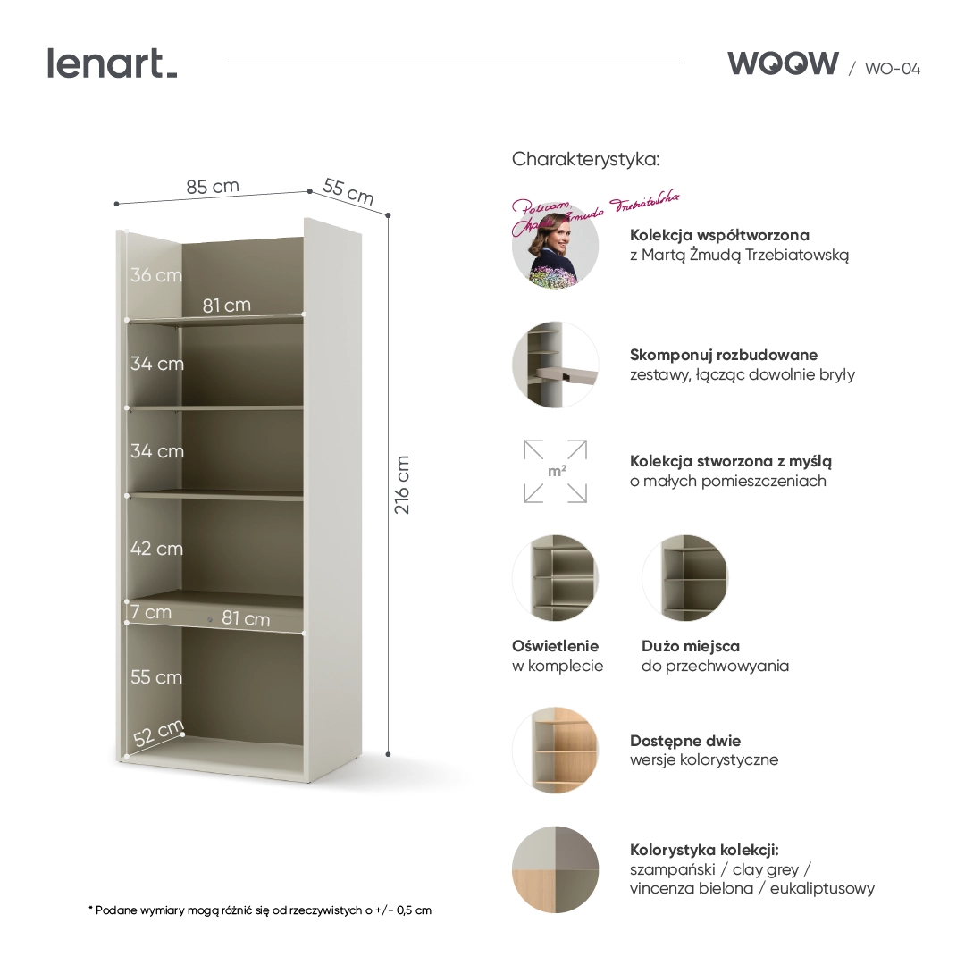 Plaukts WOOW WO-04 szampanski/eukaliptus Lenart — 4 attēls